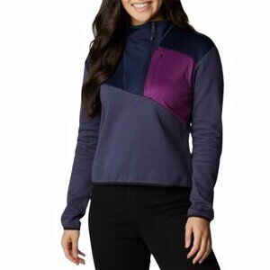 Columbia Women’s Lodge Hybrid Pullover Sweatshirt – Blue Mock Neck – SZ L